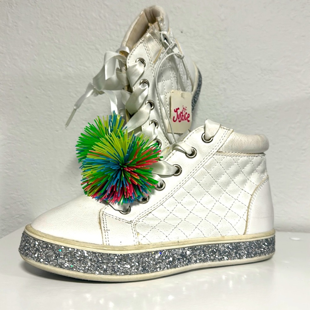 Justice  High Top Koosh Sneakers Quilted Glitter
